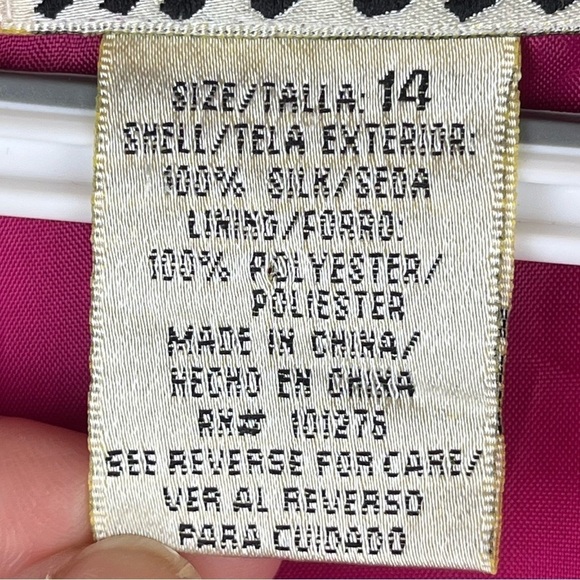 Vintage ICE Women’s Silk Chiffon Fairy Wrap Dress Pink Tropical Palm Print Sz 14 - Picture 5 of 16